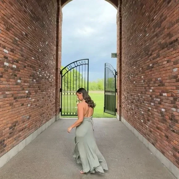 Reformation Green Halter Gown - Picture 4 of 4